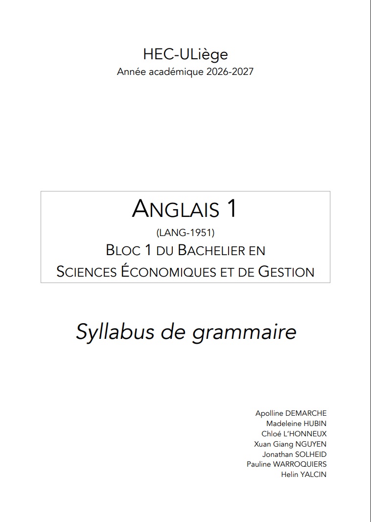 Bac 1 - Anglais - SEG
