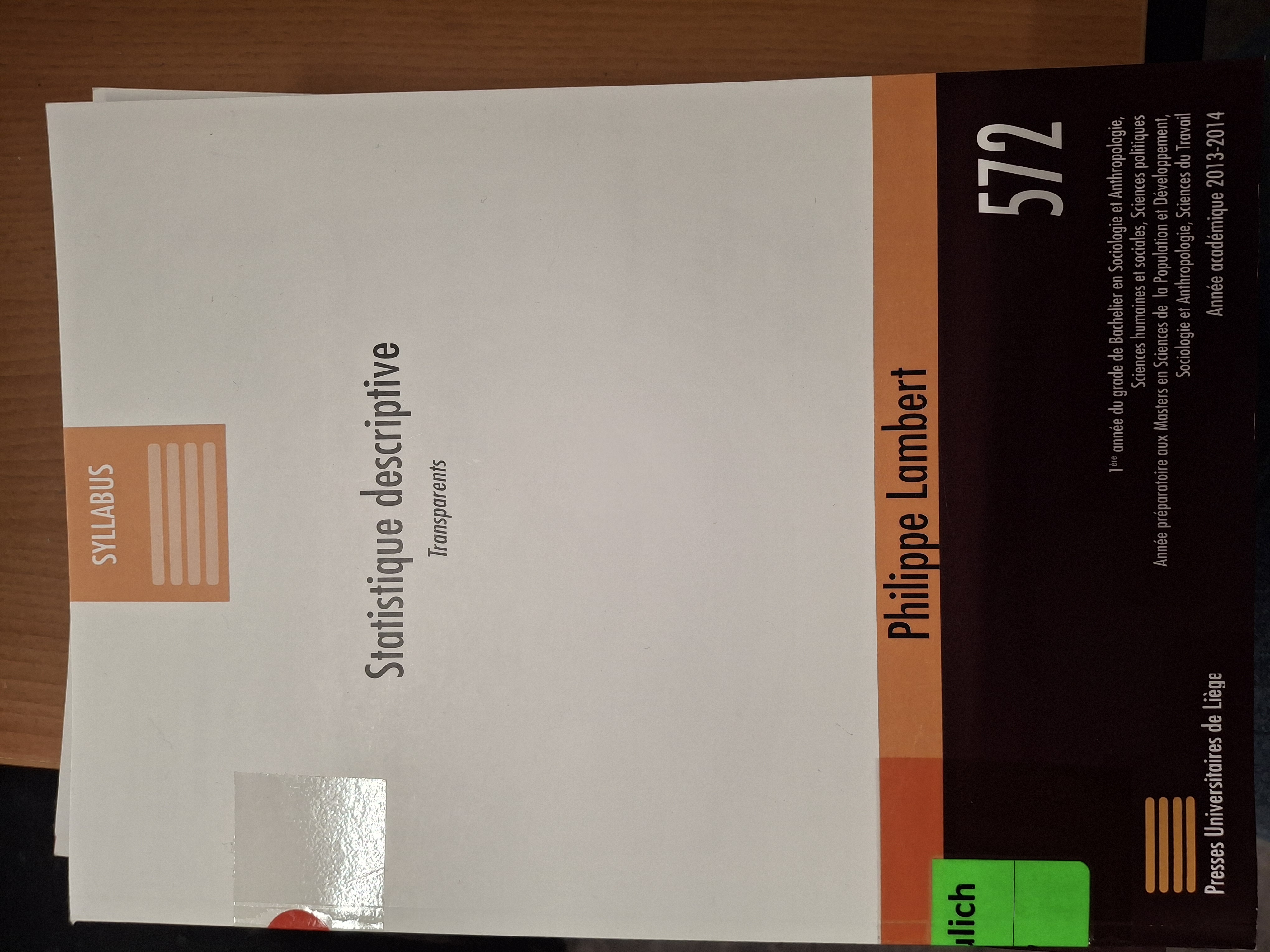 Statistique descriptive: transparents