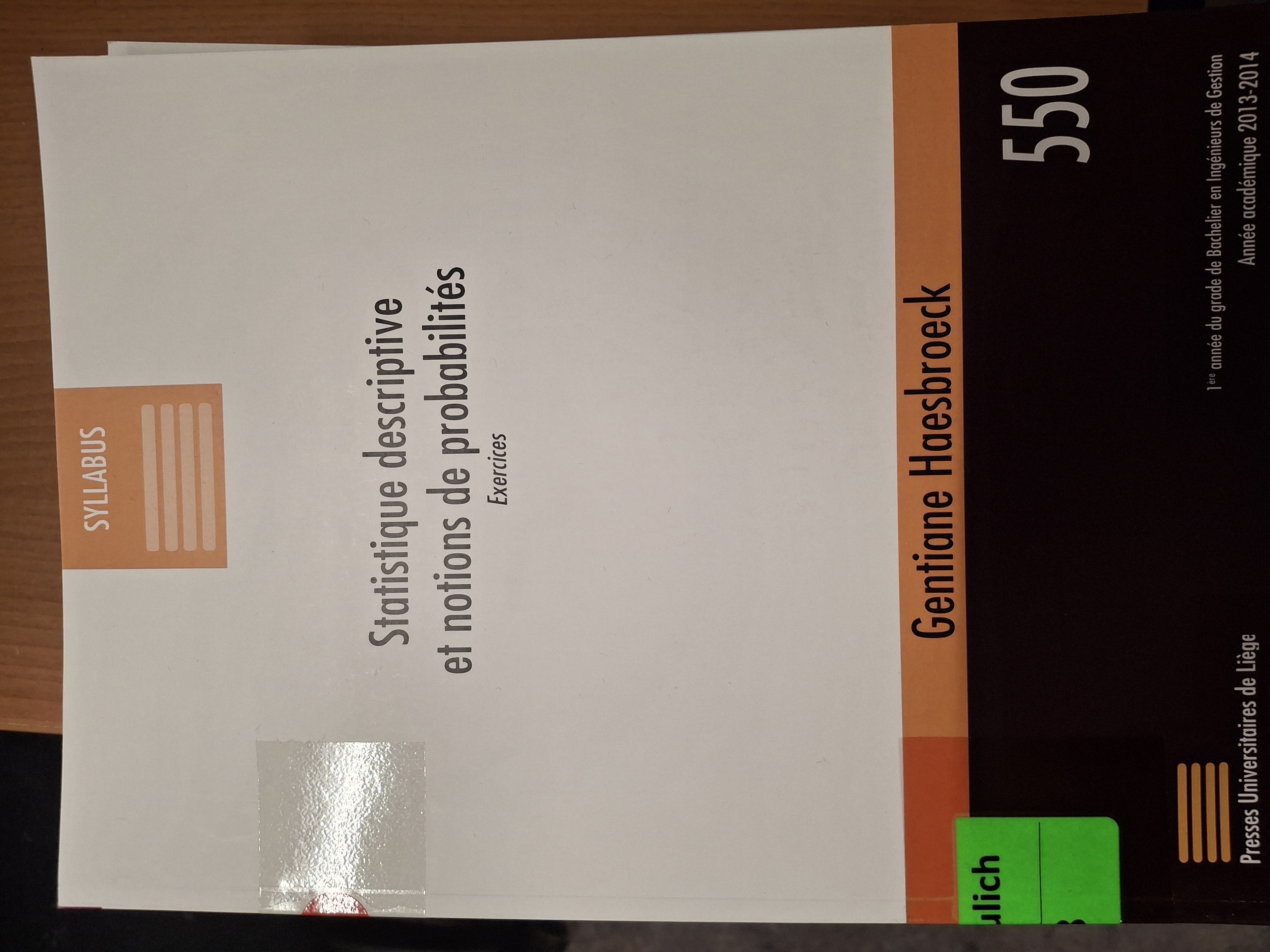 Statistique descriptive et notions de probabilités: exercices